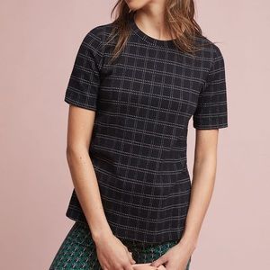 POSTMARK / ANTHROPOLOGIE Epstein Structured Top - Black & White Grid - Sz XS